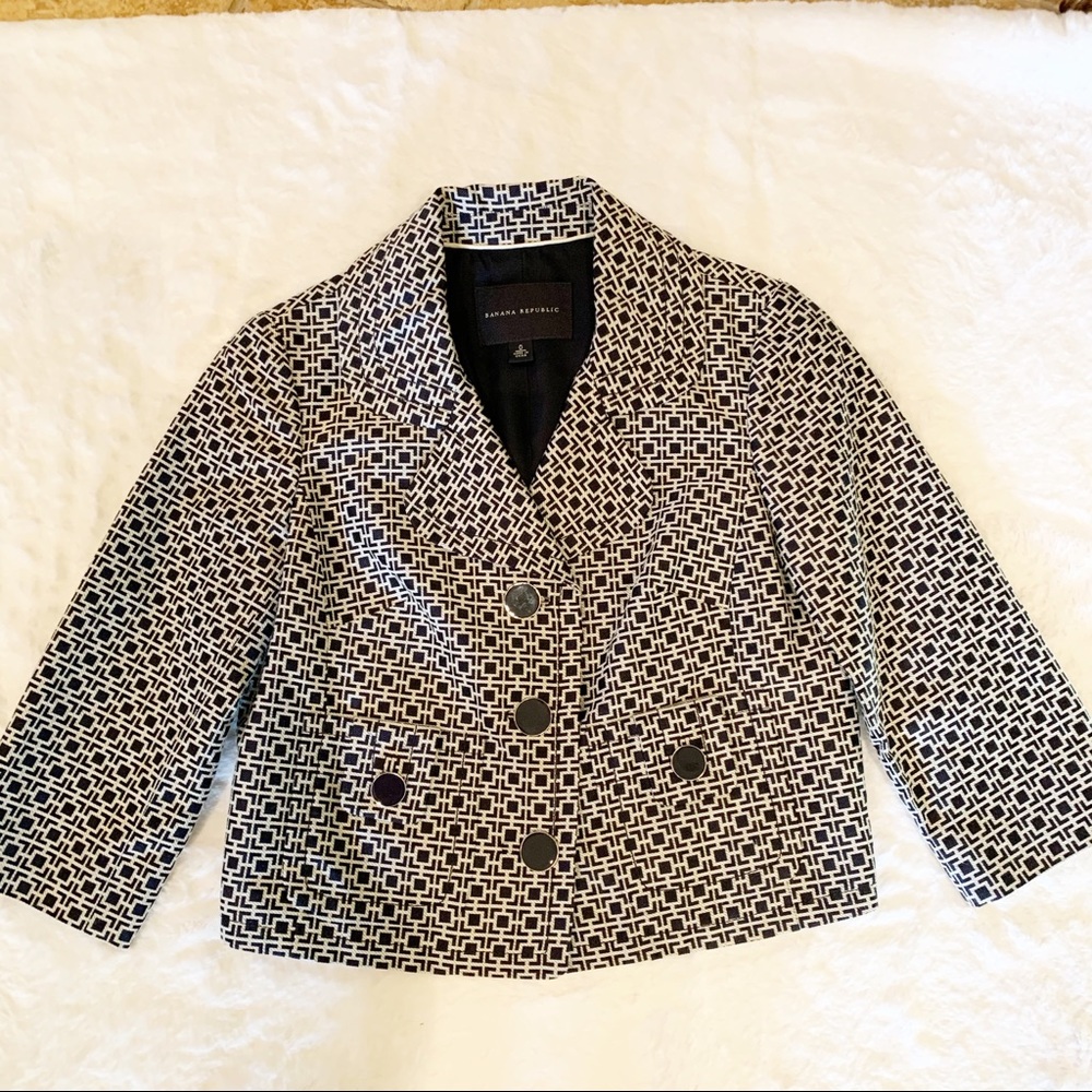 Banana Republic Silk Blend Printed Cropped Jacket